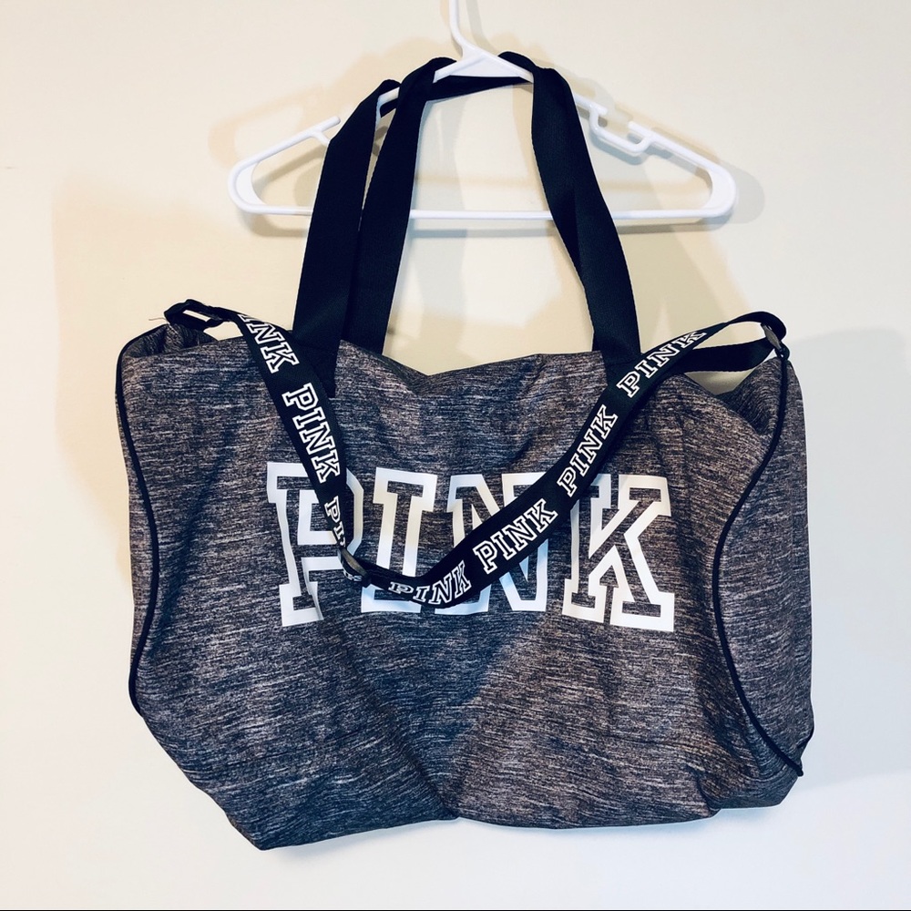 Sold! PINK Gray & Black Large Duffle Bag - Picture 2 of 5